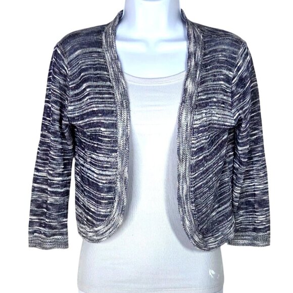 Etc... Sweaters - Y2K Vintage Etc... Black White Space Dye Knit Open Front Cropped Cardigan Small